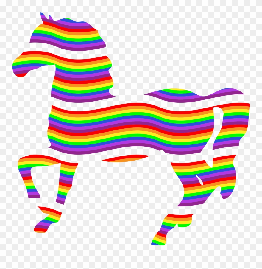 Black And White Stock Free Rainbow Clipart - Colorful Horse Image Png Transparent Png