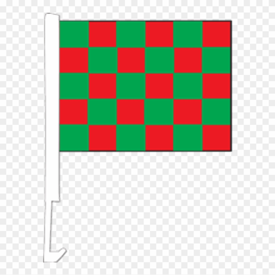 /clip On Car Flag Checkered Green Red Cp418 - Flag - Png Download