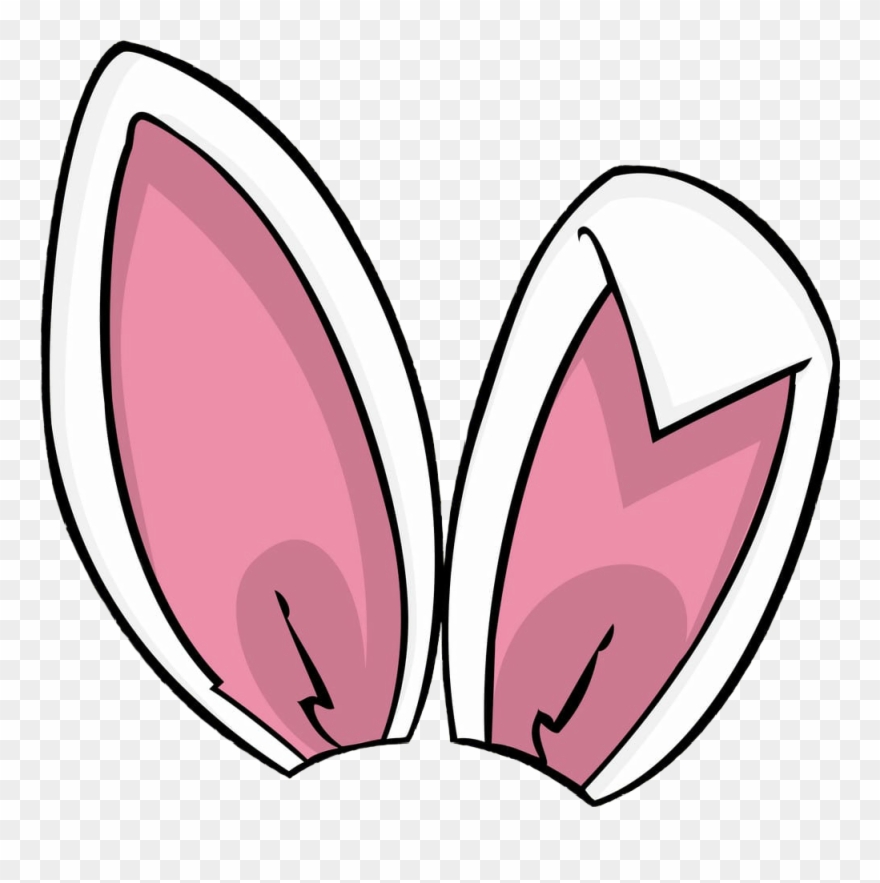 Bunny Rabbit Ears Features Face Head Pink White Girly - Clipart Rabbit Ears - Png Download