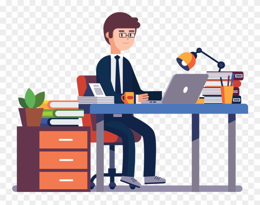 Employee Clipart Computer Worker - Png Download