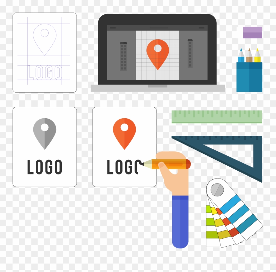 Icon Computer Hand Painted Design Tool Handpainted - Vector Logo Design Process Clipart