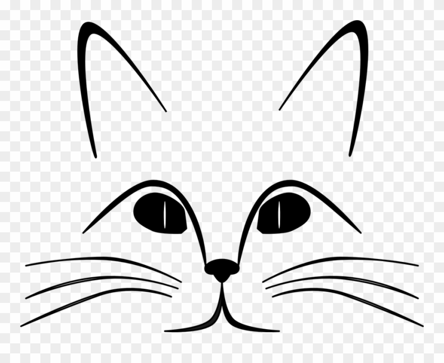 Cat, Ears, Eyes, Face, Feline, Gaze, Nose, Whiskers - Cat Face Paint Cartoon Clipart