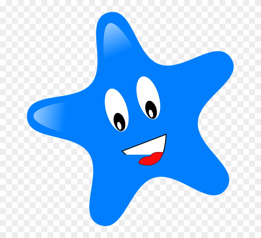 Blue Starfish Cliparts 6, Buy Clip Art - Blue Happy Star Clipart - Png Download