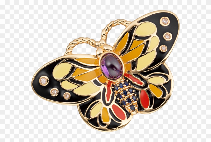 Ciro Butterfly Brooch Yellow Cirolit White/blue/purple, - Brooch Clipart