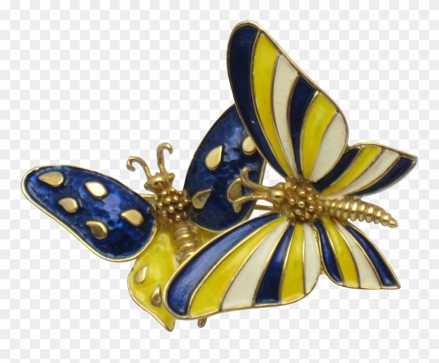 Boucher Figural Double Butterfly Trembler Brooch Pin - Swallowtail Butterfly Clipart