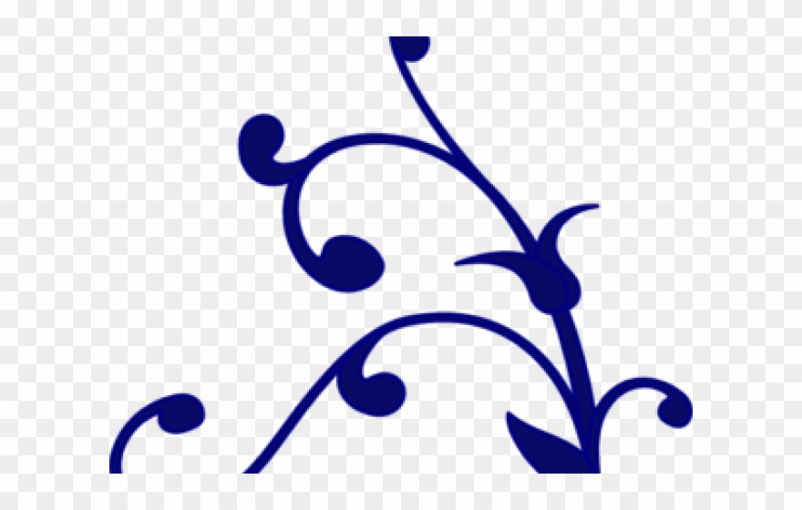 Decorative Line Blue Clipart Scroll - Hojas Y Ramas Vector - Png Download