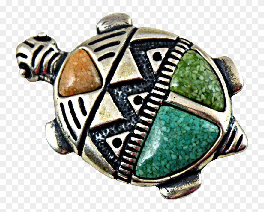 Colorful Silver Gemstone Turtle Pin Pendant Designed - Ring Clipart
