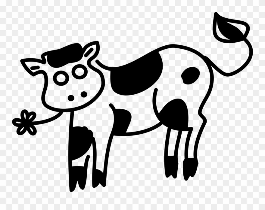 Cow Calf No Background - Black And White Transparent Background Cow Clipart