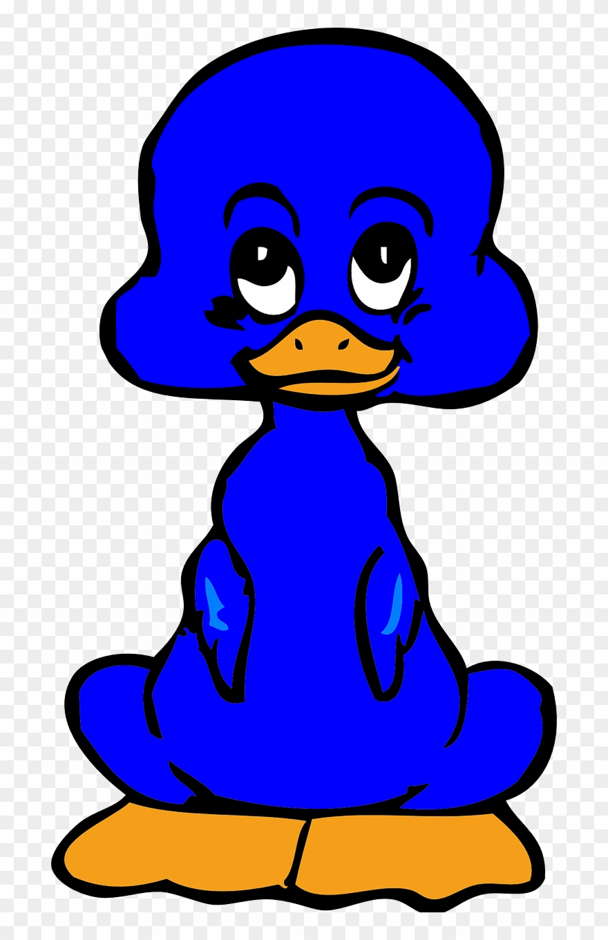 Vector - Blue Baby Duck Round Ornament Clipart
