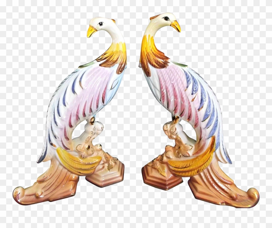 A Pair Of Colorful Vintage Bird Figurines Made In Portugal - Illustration Clipart