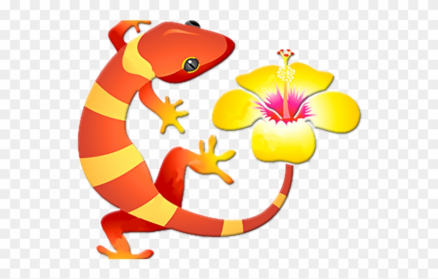 Lizard Clipart Jungle - Orange And Yellow Jungle Lizard With Yellow H Mugs - Png Download