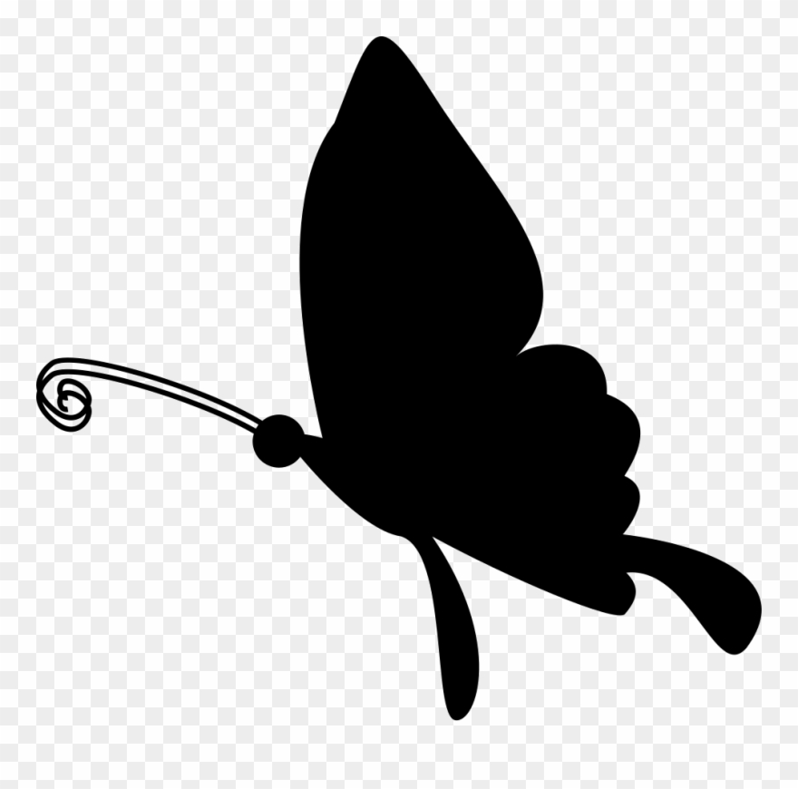 Butterfly Flying Silhouette Comments - Clip Art White Black Butterflies - Png Download