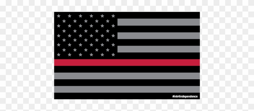 Smoked Thin Red Line American Flag - Police Flag Silhouette Clipart
