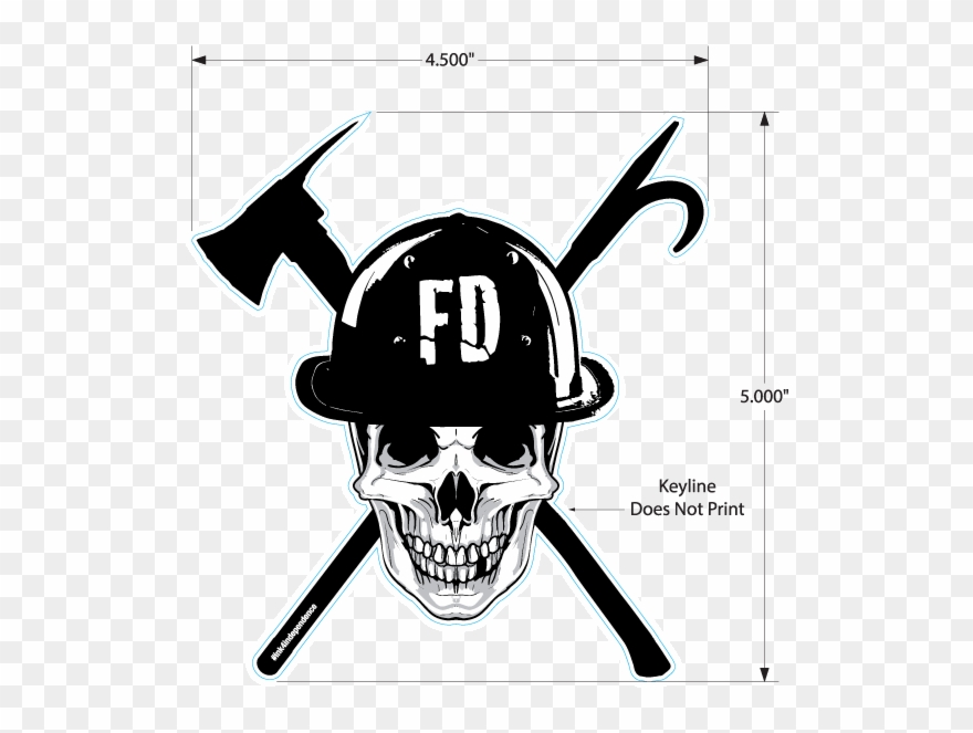 Firefighter Skull Decal - Firefighter Skull And Cross Axes Vinyl Clipart