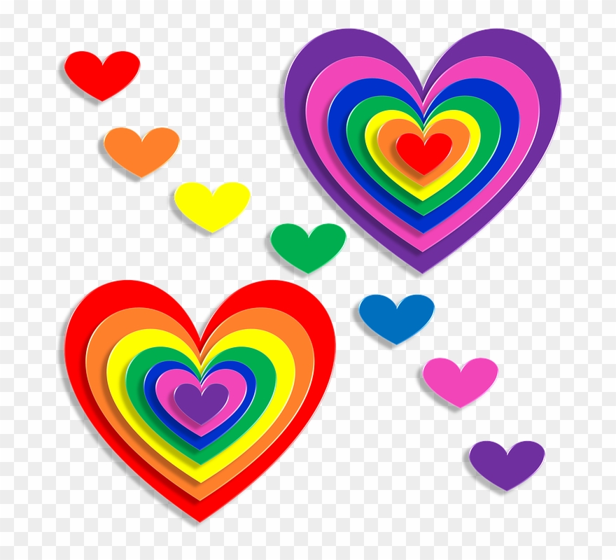 Corazones De Colores Brillantes Clipart
