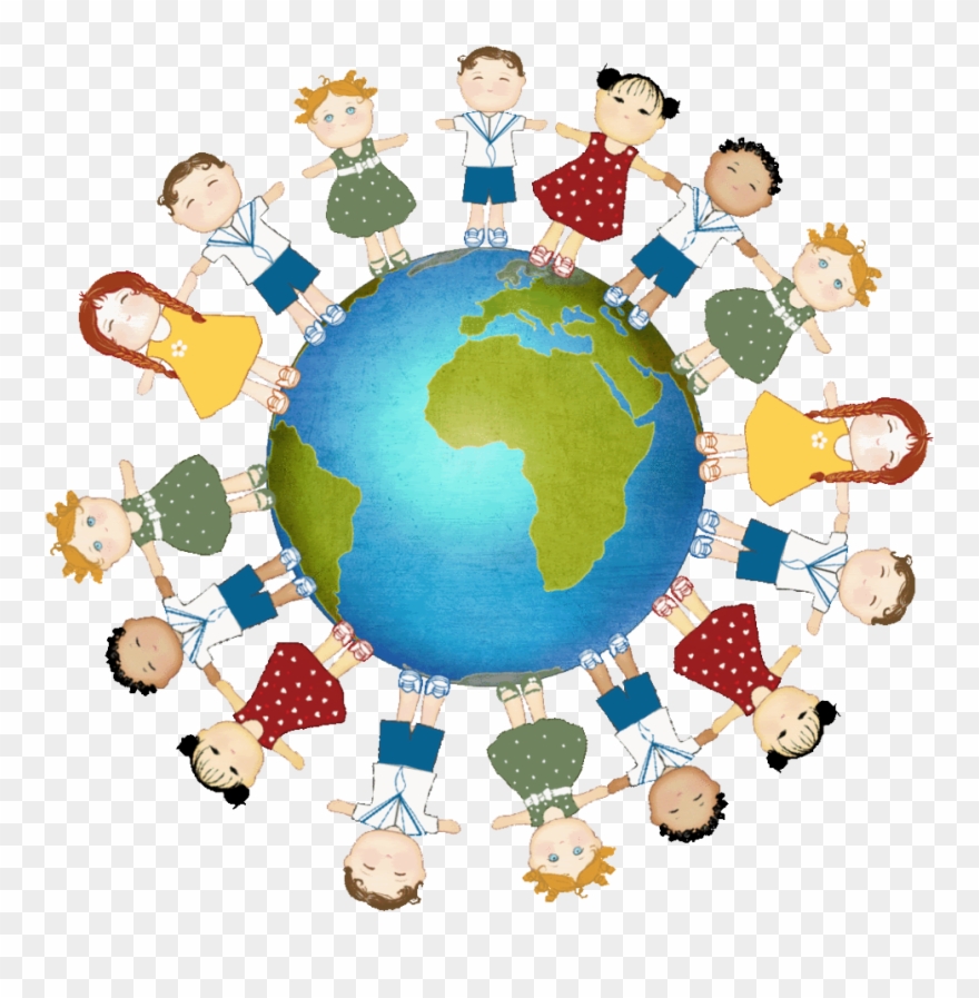 Kids Holding Hands Around The World Clipart