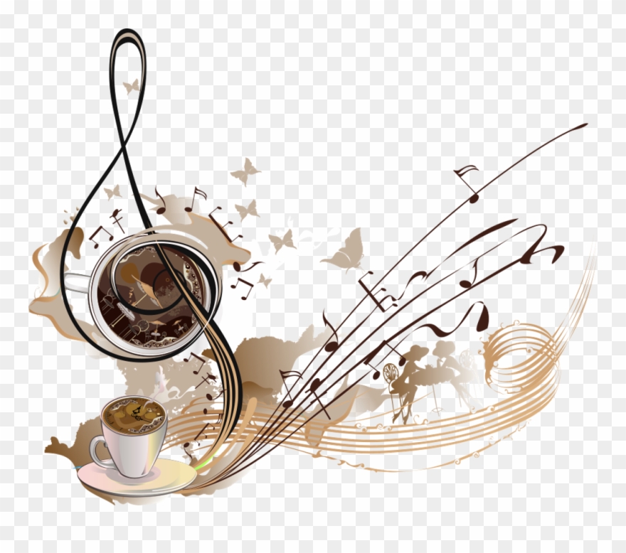 Coffee Cafe Musical Note - Cafe Y Musica Clipart