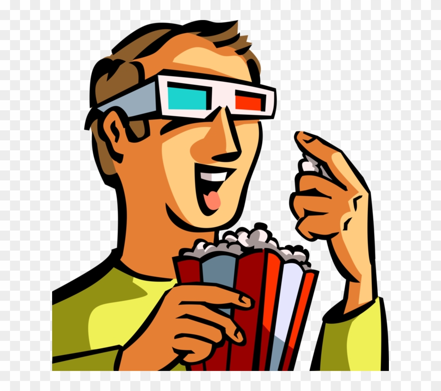 Vector Illustration Of Moviegoer Watches 3-d Movie - Watching Movie Clipart Gif - Png Download