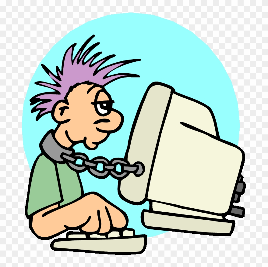 Computer Clipart Happy - Chained To Desk Cartoon - Png Download