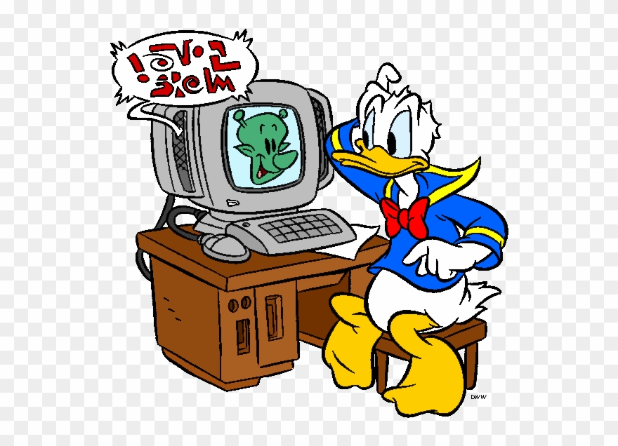 Computer Clipart Tired - Daffy Duck On A Computer - Png Download