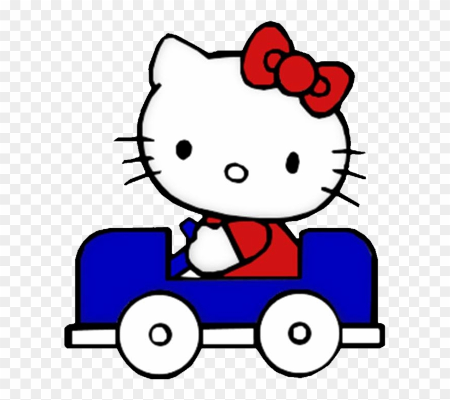 Hello Clipart Une - Hello Kitty In A Car - Png Download