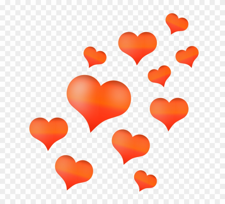 Hearts Vertical Cliparts 5, Buy Clip Art - Orange Hearts - Png Download