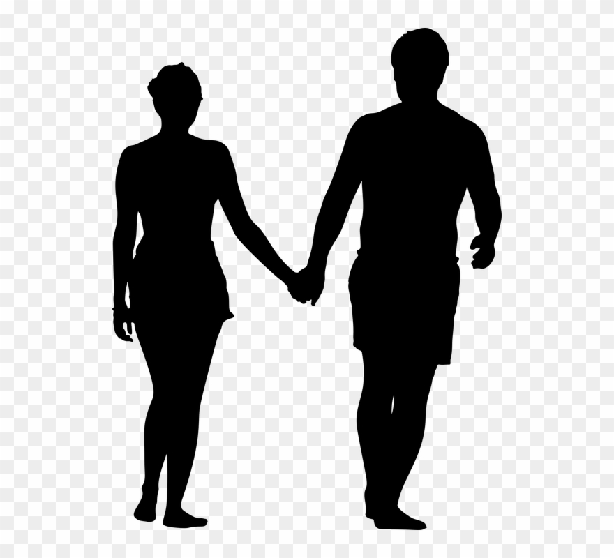 Cartoon Boy And Girl Holding Hands 29, Buy Clip Art - Silhouette Of A Couple - Png Download