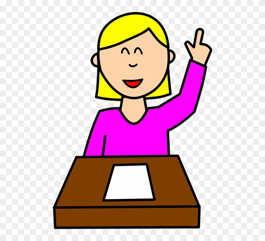 School Girl Cliparts 11, Buy Clip Art - Student Raising Hand Clipart Black And White - Png Download