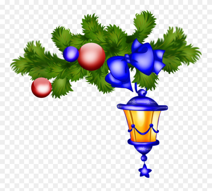 Новогодний Клипарт Png - Еловая Ветка С Игрушками Clipart