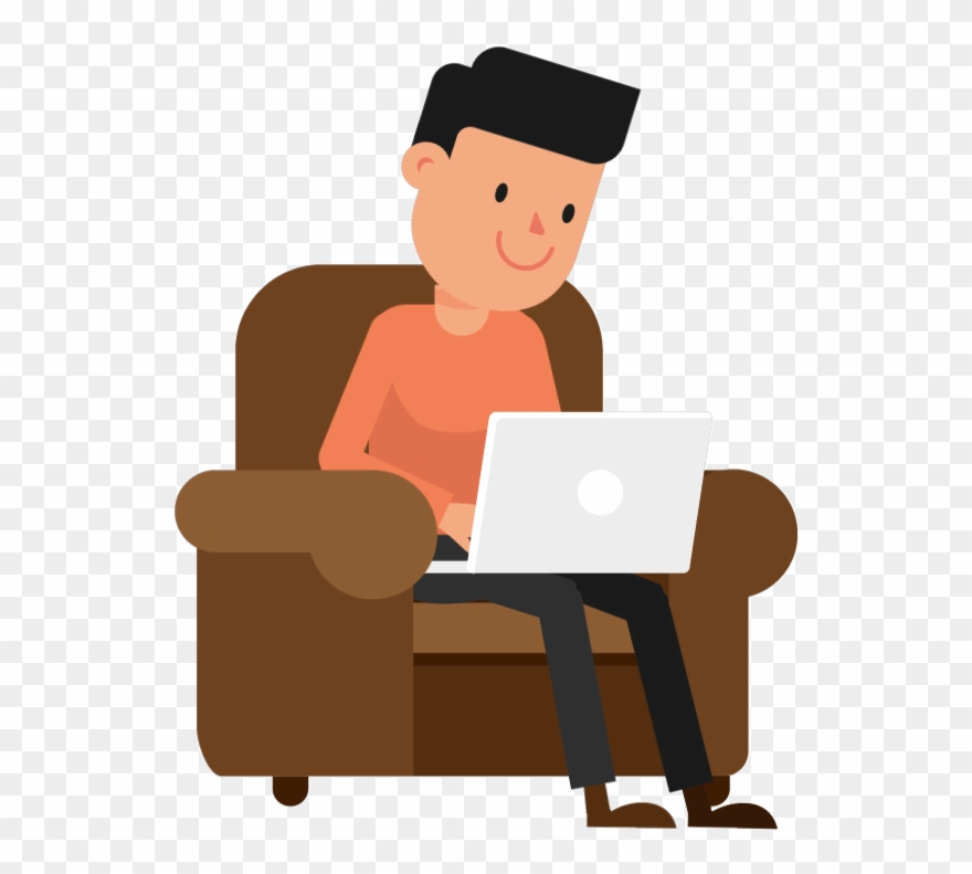 A White Man With Dark Hair And Casual Clothes Is Sitting - Working On Laptop Gif Clipart