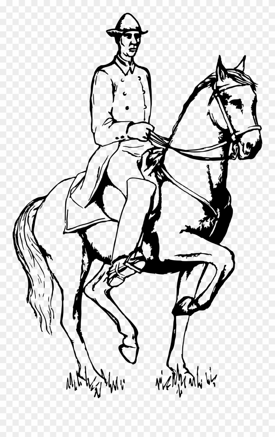 Big Image - Ride A Horse Clipart Black And White - Png Download