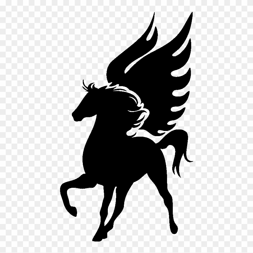 Sticker Pegase En Face Ambiance Sticker Si 0663 - Black Horse Outline Clipart