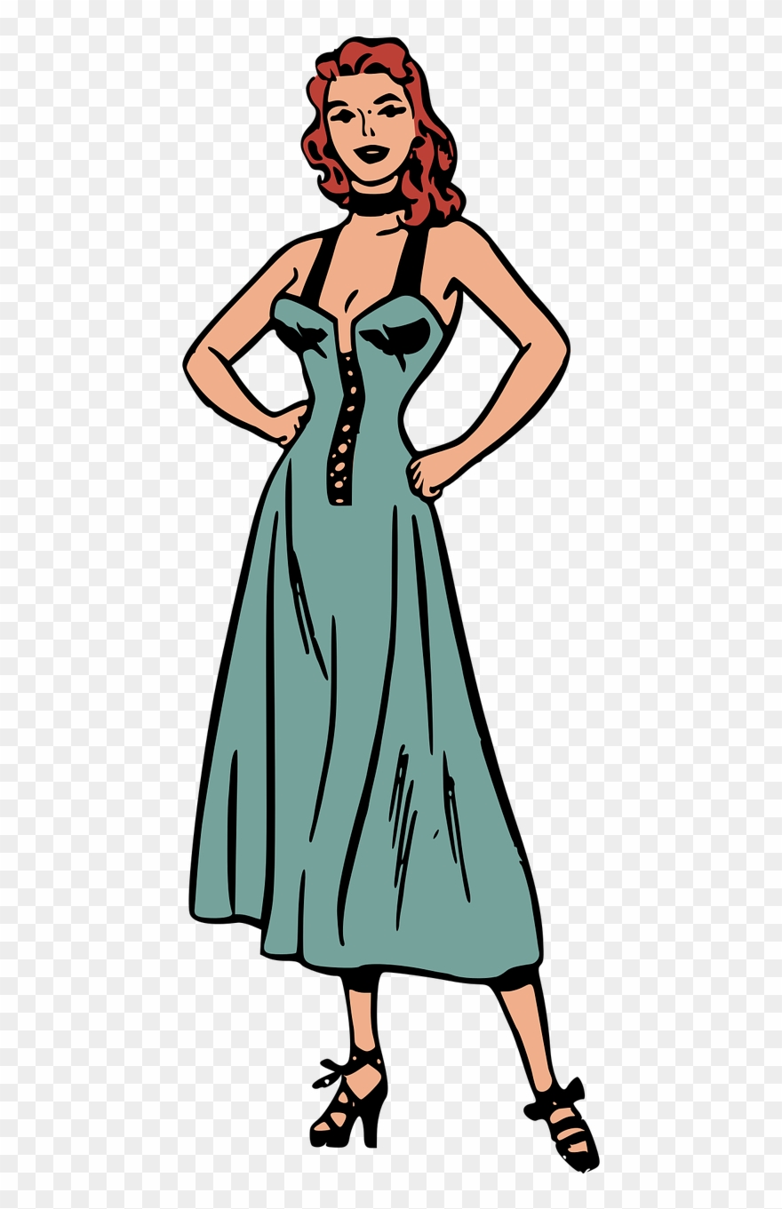 Blue Comics Dress Female Retro Png Image - Actriz Dibujo Animado Clipart