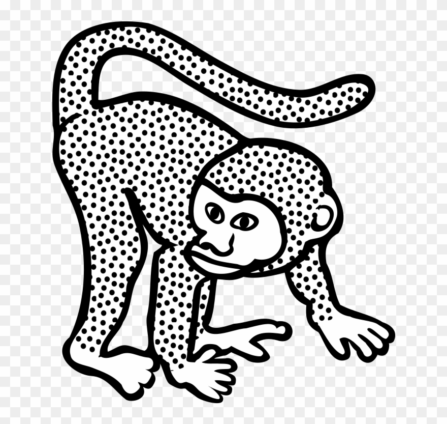 Cute Baby Monkey Drawings 7, Buy Clip Art - Monkey Line Art - Png Download