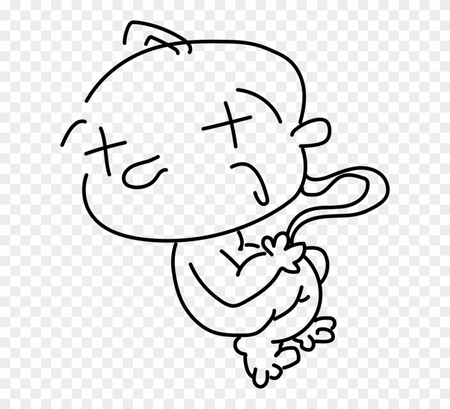 Cute Baby Monkey Drawings 5, Buy Clip Art - 22400 - Png Download