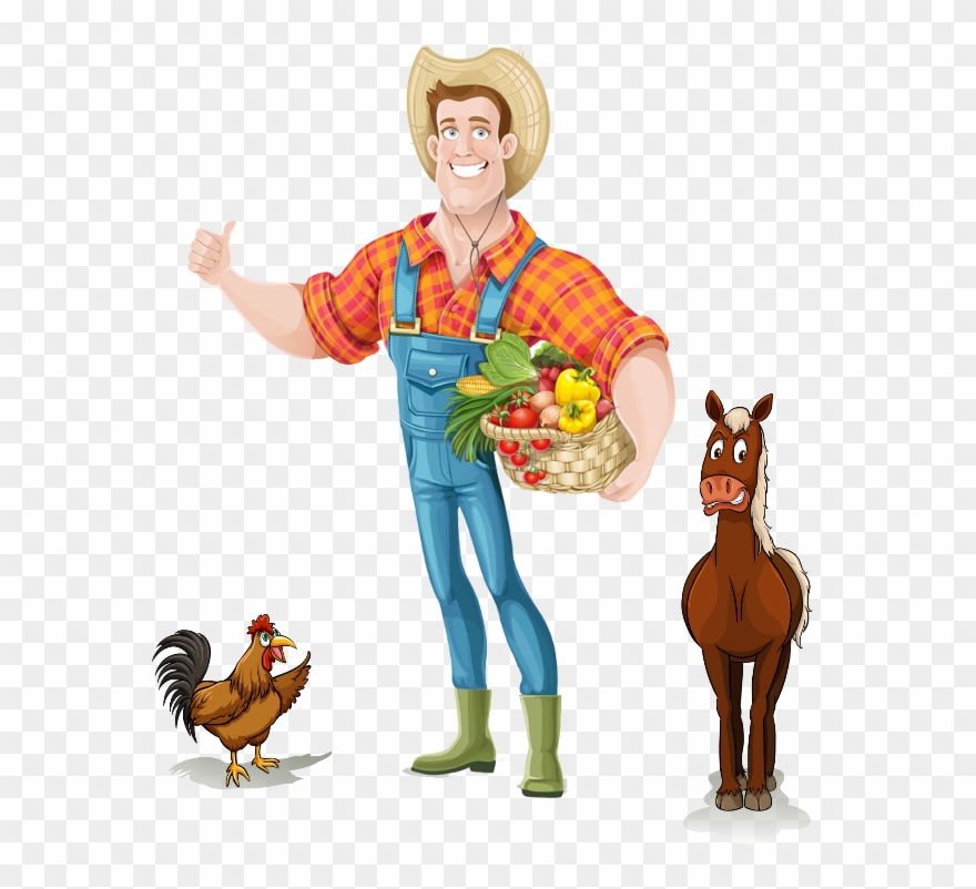 Farmer Farm Rooster Man Horse Ftestickers Animal - Farmer On Transparent Background Clipart