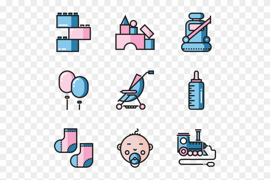 Baby And Toys - Icon Clipart