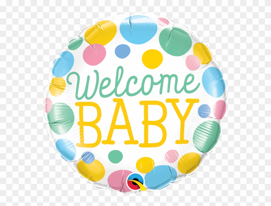 Baby Shower Balloons - Welcome Baby Dots 18 Inch Foil Balloon Clipart