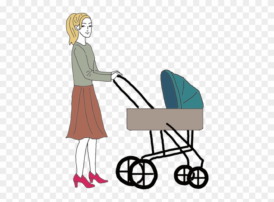 Clipart Mom Baby Stroller - Perambulator - Png Download