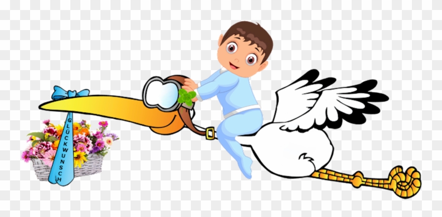 Glückwunsch Babystorch Junge Sticker Süß - Baby Storch Clipart