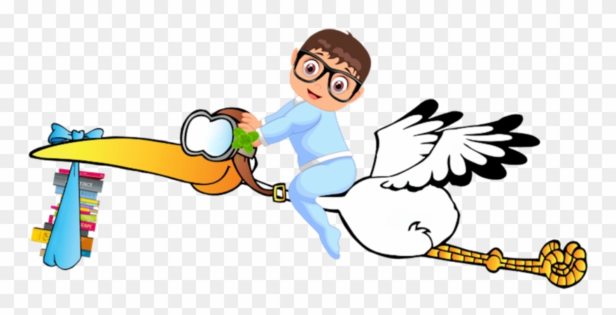 Bücherwurm Baby Storch Junge Aufkleber Süß - Stork & Baby Clipart