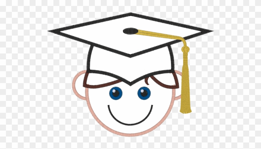 Graduation Mortar Board Boy Applique - Graduation Clipart