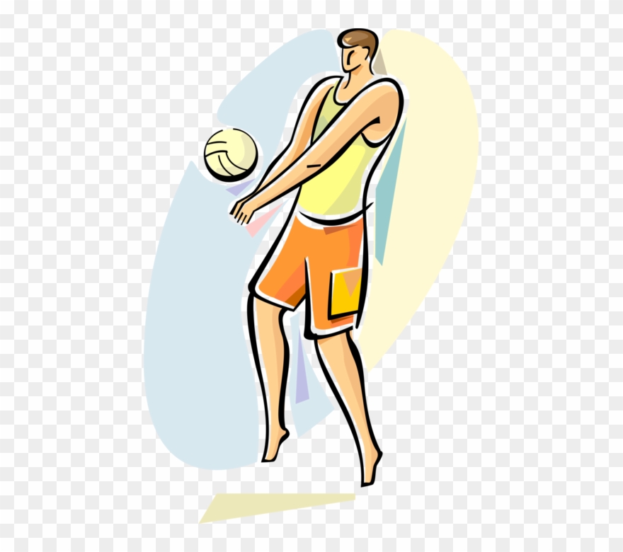 Vector Illustration Of Sport Of Beach Volleyball Player - Cartoon Clipart