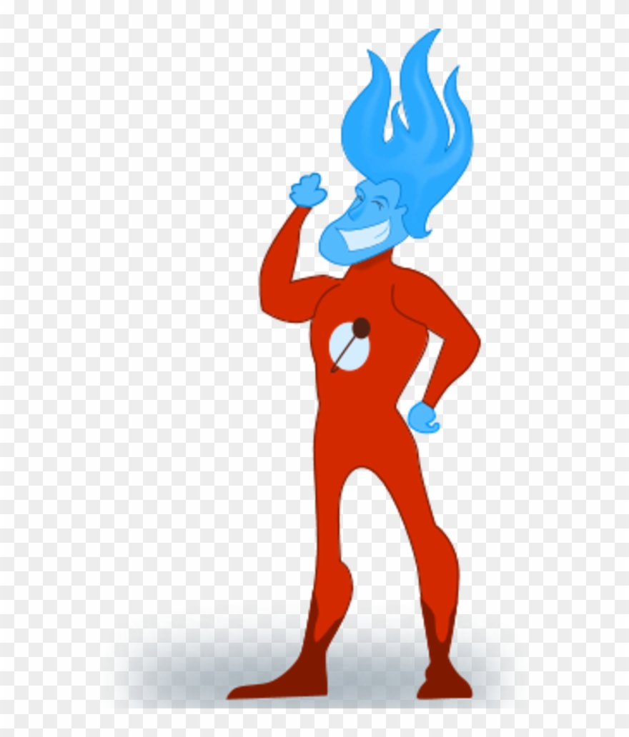 Superhero With Flaming Head - Super Hero Clipart