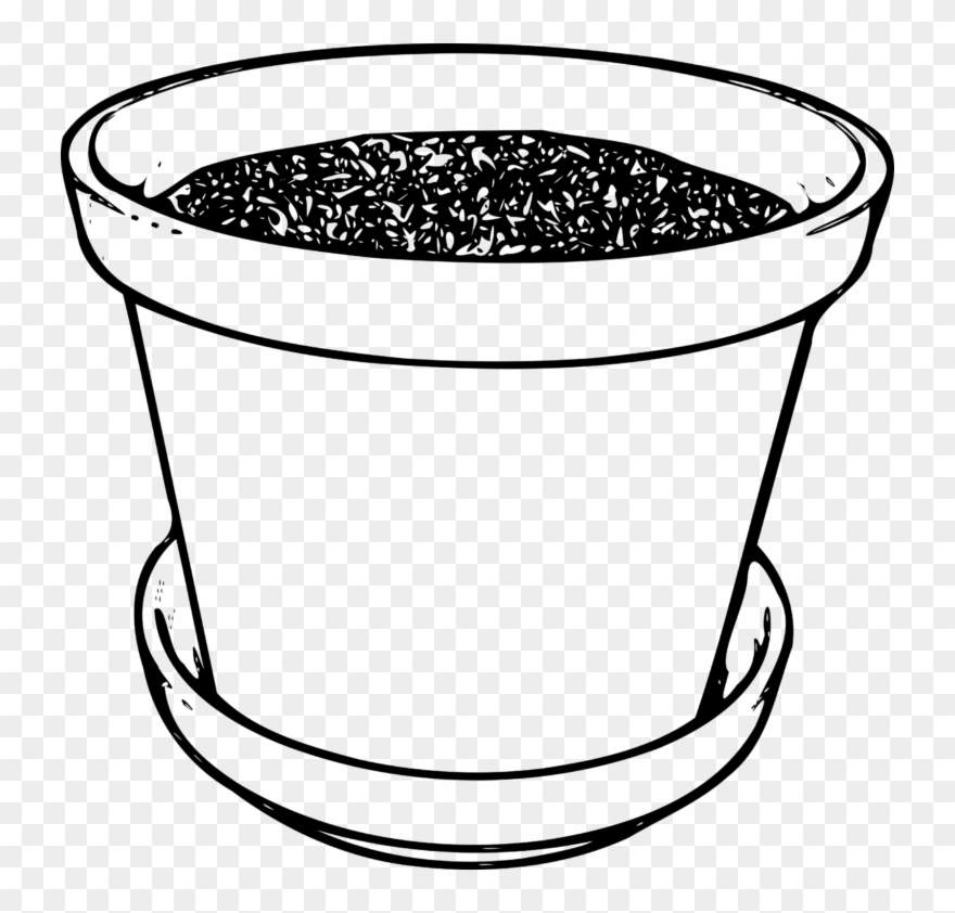Flower Pot Clip Art - Flower Pot Line Drawing - Png Download