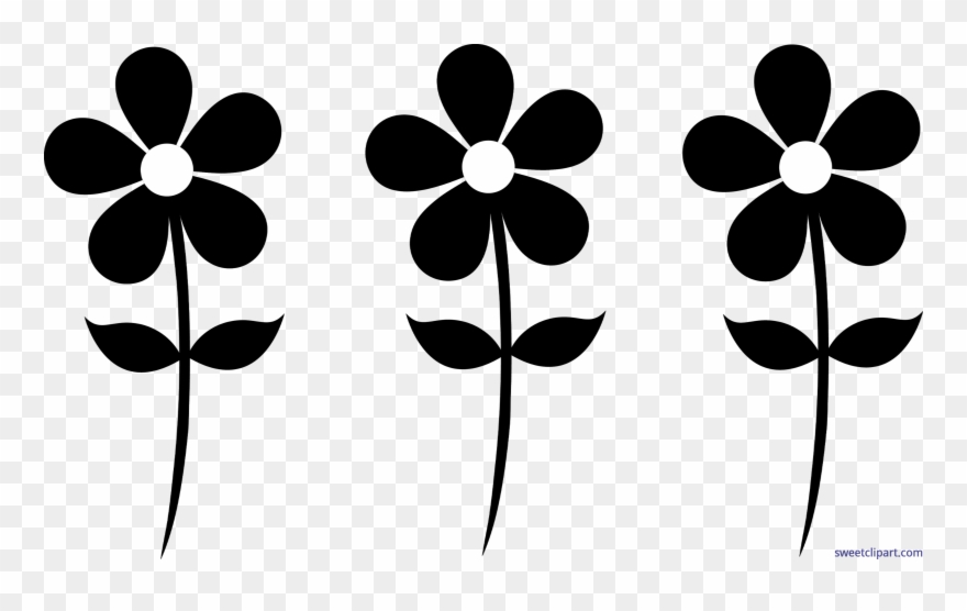 Nature Flowers Daisies Set Black Clip Art - Daisy Silhouette - Png Download