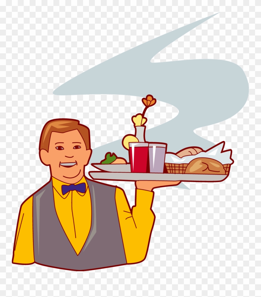 Clip Art Transparent Download Esl Hotel - Waiter Carrying Food Clipart - Png Download