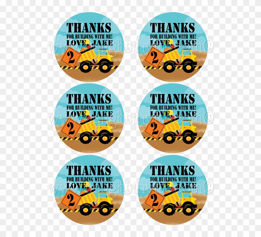 Dump Truck Construction 1st Birthday Sticker Tags - Construction Clipart