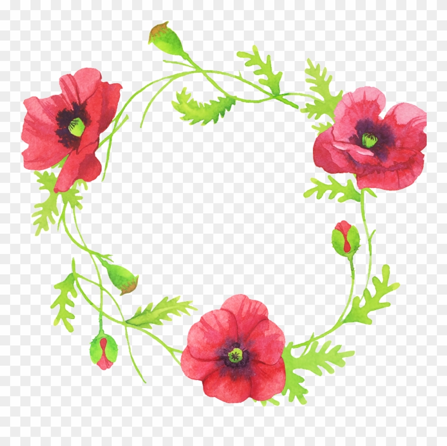 Beautiful Hand Painted Flower Red Garland Png - Portable Network Graphics Clipart