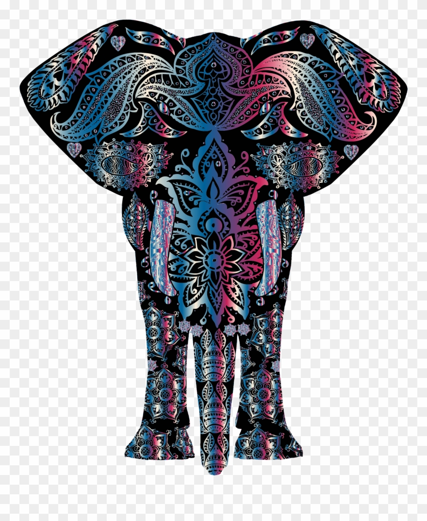 Floral Pattern Elephant Clipart